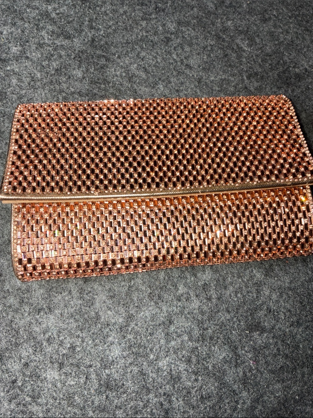 Scarlett Rose Gold Rhinestone Fold-Over Clutch